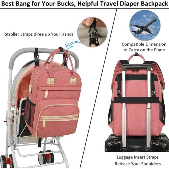 Diaper Bag Backpack Tote for Women Large Capacity, Baby Bag Insulated Pockets - Picture 3 of 6